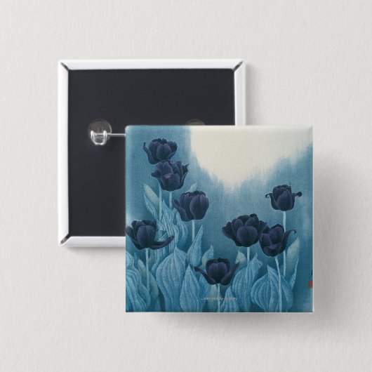 Donkere bloemen vierkante button 5,1 cm (Voorkant /achterkant)