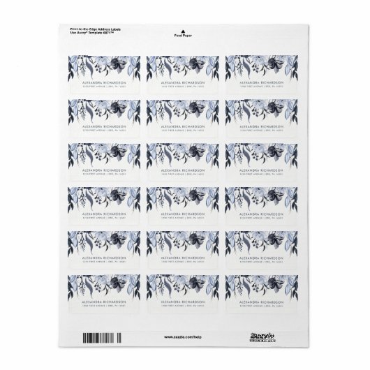 Donkere Bloemen | Waterverf bruiloft Etiket (Full Sheet)