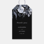 Donkere Bloemen | Zwarte Waterverf bruiloft gunst Cadeaulabel (Voorkant)