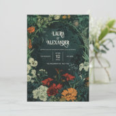 donkere bloemenbruiloft uitnodigingen (Staand voorkant)