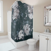 Donkere bloemenpatroon, naadloos waterverf douchegordijn (In situ)