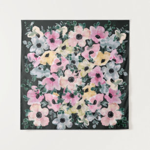 Donkere bloemenprint: mooie waterverf. wandkleed