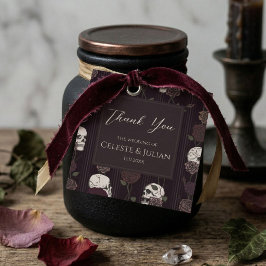 Donkere Bloemenschedel Whimsigoth Huwelijk Bedankt Bedankjes Labels