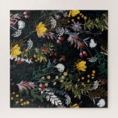 Donkere bloementuin: bloeiend nachtpatroon legpuzzel (Horizontaal)