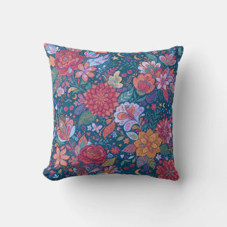 Donkere Bloemige Botanische Patroon met Vintage Mo Kussen