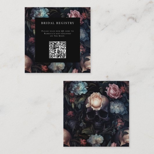 Donkere Bloemige Gotische Bruiloft Feestelijke Ont Informatiekaartje (Voorkant / Achterkant)