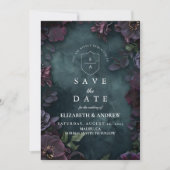 Donkere Bloemige Huwelijksfeest Save The Date (Voorkant)