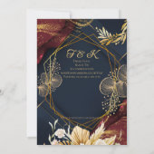 Donkere bloemige monogram avond uitnodiging | Mari (Achterkant)