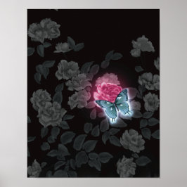 Donkere Bloemige Muurprint Poster