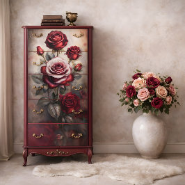 Donkere Bloemige Romantische Rozen Decoupage Tissuepapier