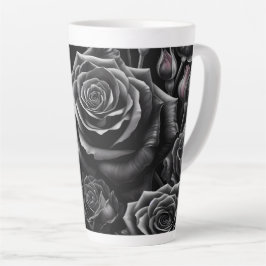 Donkere Bloemige Roos Latte Mok 12 & 17 oz