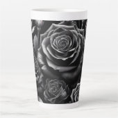 Donkere Bloemige Roos Latte Mok 12 & 17 oz (Voorkant)