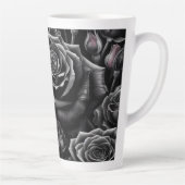 Donkere Bloemige Roos Latte Mok 12 & 17 oz (Rechts)