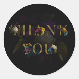 Donkere Bloemige Sombere Monogram Bedankt Sticker