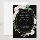 Donkere Bloemige Waterverf Groene Baby Shower  Kaart (Voorkant / Achterkant)