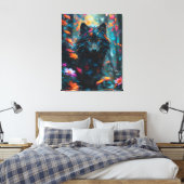 Donkere Bloemige Wolf Canvas Afdruk (Insitu (Slaapkamer))