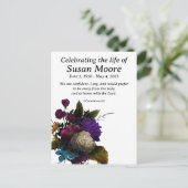 Donkere Bloemrijke Begrafenis Briefkaart (Staand voorkant)