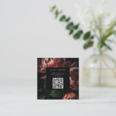 Donkere Bloemrijke Bruiloft QR Code Informatiekaartje (Staand voorkant)