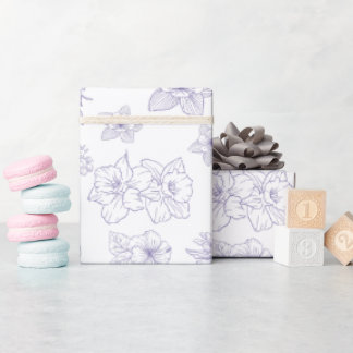 Donkere Bloemrijke Sfeer | Elegante Paarse Botani Cadeaupapier