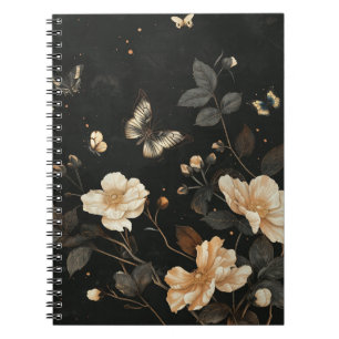 Donkere Bloemrijke & Vlinders Vintage Dagboek Notitieboek