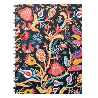 Donkere bloemvogels: sierpatroon. notitieboek