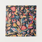 Donkere bloemvogels: sierpatroon. wandkleed (Voorkant)