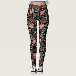 Donkere Bloesems Genoegen: Naadloos Bloemmotief Leggings