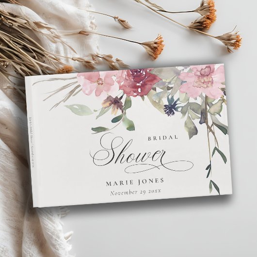 Donkere Blozende Roze Wilde Bloem Bruidsdouche Gastenboek