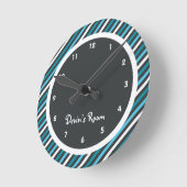 Donkere Blues Stripe Kind Bedroom Ronde Klok (Hoek)