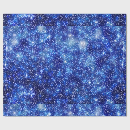 Donkere blurred Blue Starry sterren Kerstmis Cadeaupapier (Vlak)