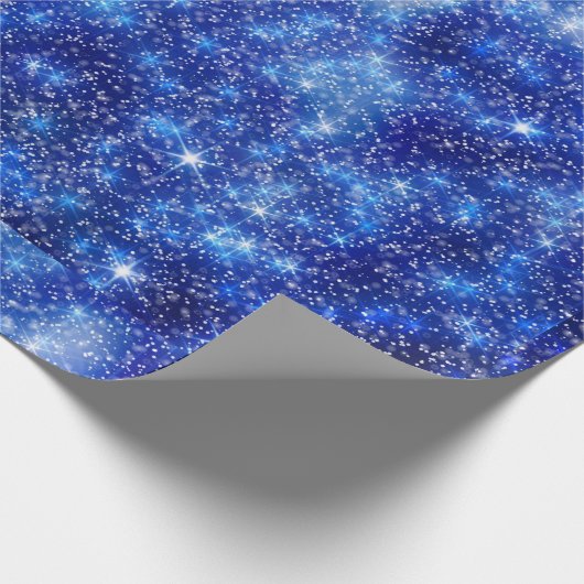 Donkere blurred Blue Starry sterren Kerstmis Cadeaupapier (Hoek)