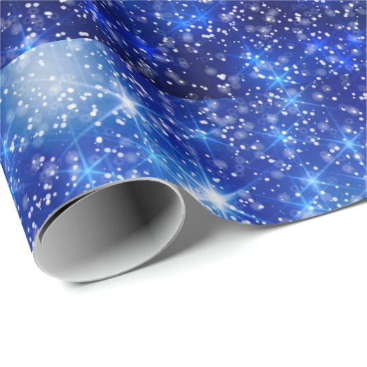 Donkere blurred Blue Starry sterren Kerstmis Cadeaupapier (Rol Hoek)