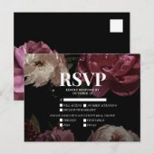 Donkere blush Bourgundy Meal Choices Weddenschap R Uitnodiging Briefkaart (Voorkant / Achterkant)