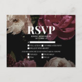 Donkere blush Bourgundy Meal Choices Weddenschap R Uitnodiging Briefkaart (Voorkant)