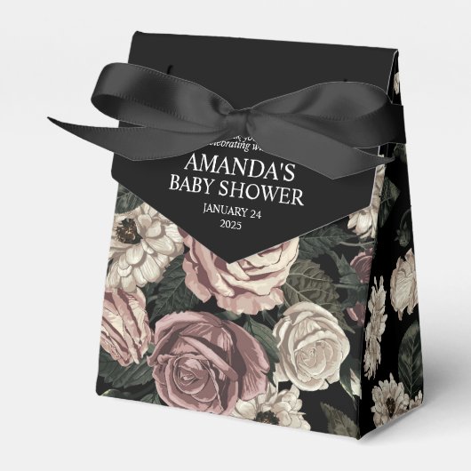 Donkere Blush en cream  Floral Bedankdoosjes (Voorkant Zijde)