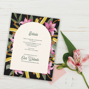 Donkere Blush Roze Lelie Gebogen Trouwdetails Informatiekaartje