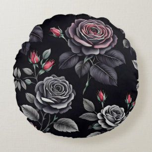 Donkere Blush Rozen Bloemstuk ontwerp Rond Kussen