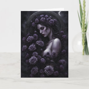 Donkere Boeket Goth Vrouw Halloween Feestdagen Kaart