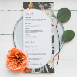 Donkere Boho Bloemen | Trouwmenu Menu