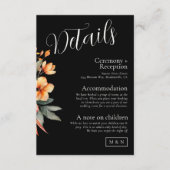 Donkere Boho Bloemendetails Envelopkaart Informatiekaartje (Voorkant)
