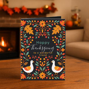 Donkere Boho Folk Art Thanksgiving Dankbaarheidsbe Kaart