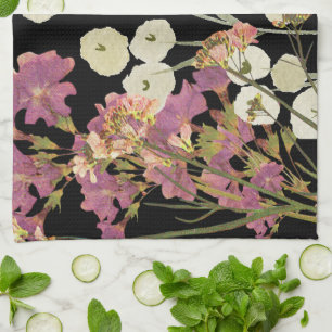 Donkere Boho geperste papieren bloemen Theedoek