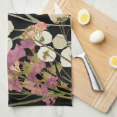 Donkere Boho geperste papieren bloemen Theedoek (Quarter Fold)
