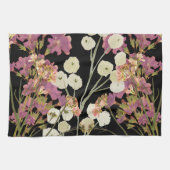 Donkere Boho geperste papieren bloemen Theedoek (Horizontaal)