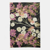 Donkere Boho geperste papieren bloemen Theedoek (Verticaal)