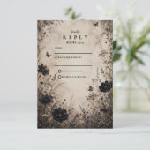 Donkere Boho Goth Huwelijk RSVP Kaartje (Staand voorkant)