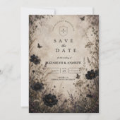 Donkere Boho Goth Huwelijk Save The Date (Voorkant)