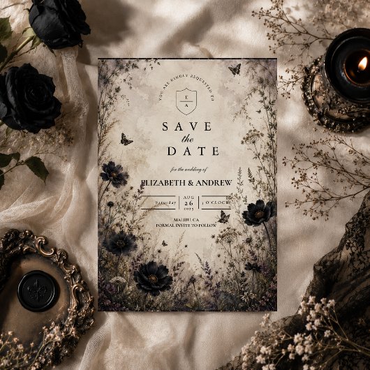 Donkere Boho Goth Huwelijk Save The Date