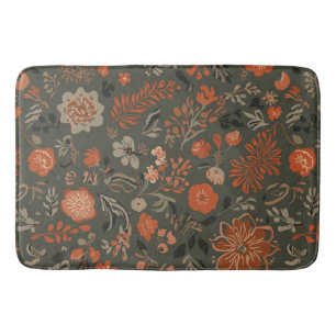 Donkere Boho Terracotta Salie Botanisch Patroon Badmat