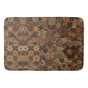 Donkere Boho Terracotta Salie Botanisch Patroon Badmat